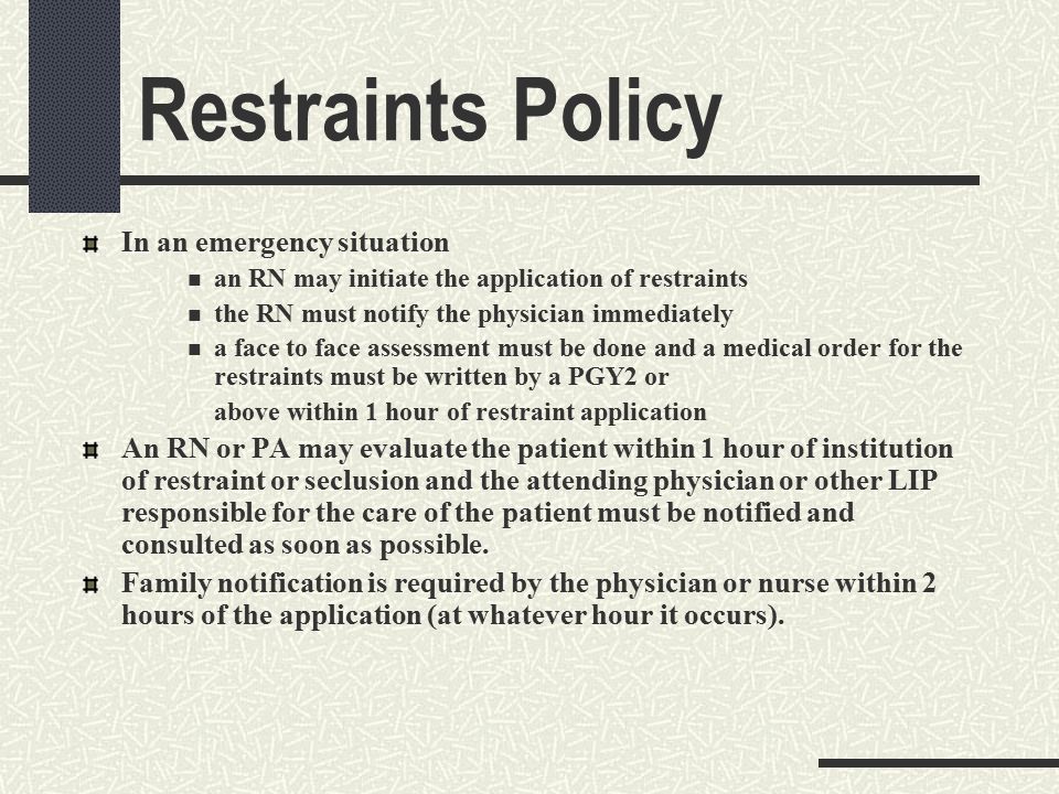 Reducing use of, and where possible eliminating, restraint and seclusion
